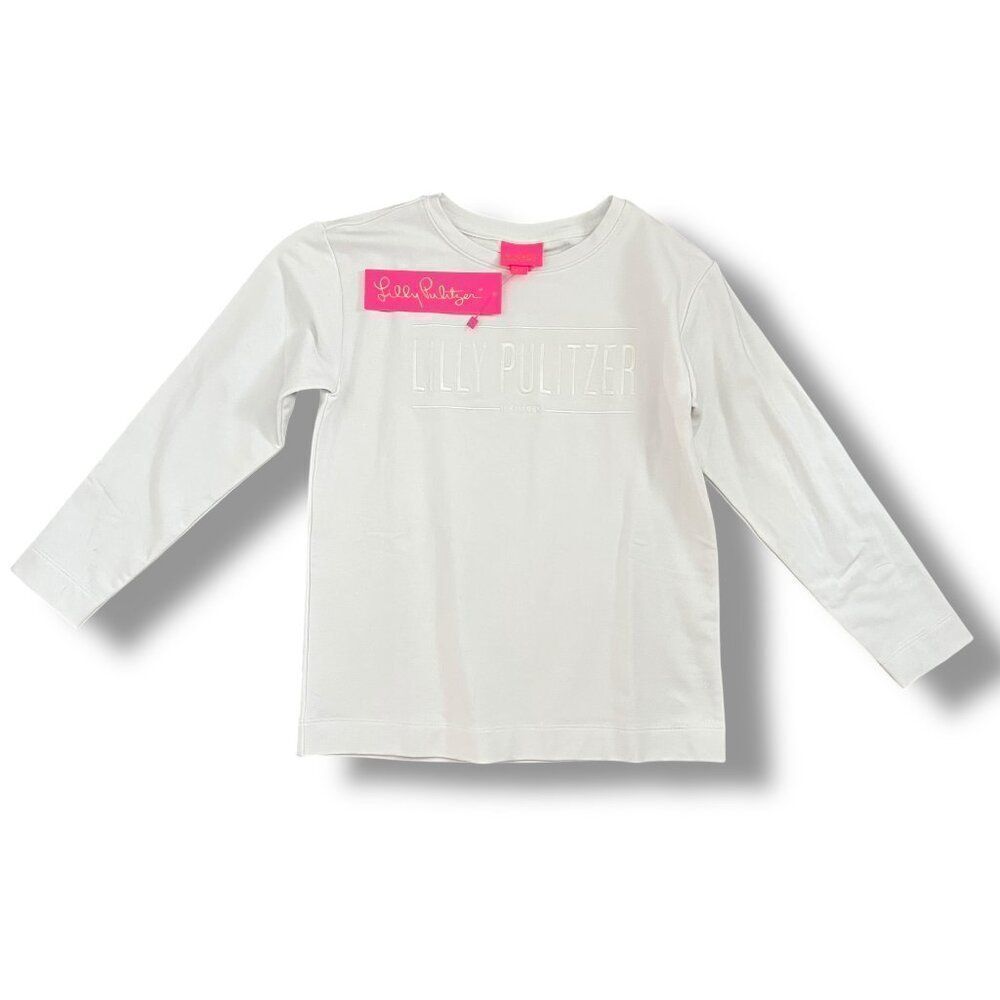 NWT Lilly Pulitzer Girls Embroidered Resort White Mini Ballad Sweatshirt M 6-7Y
